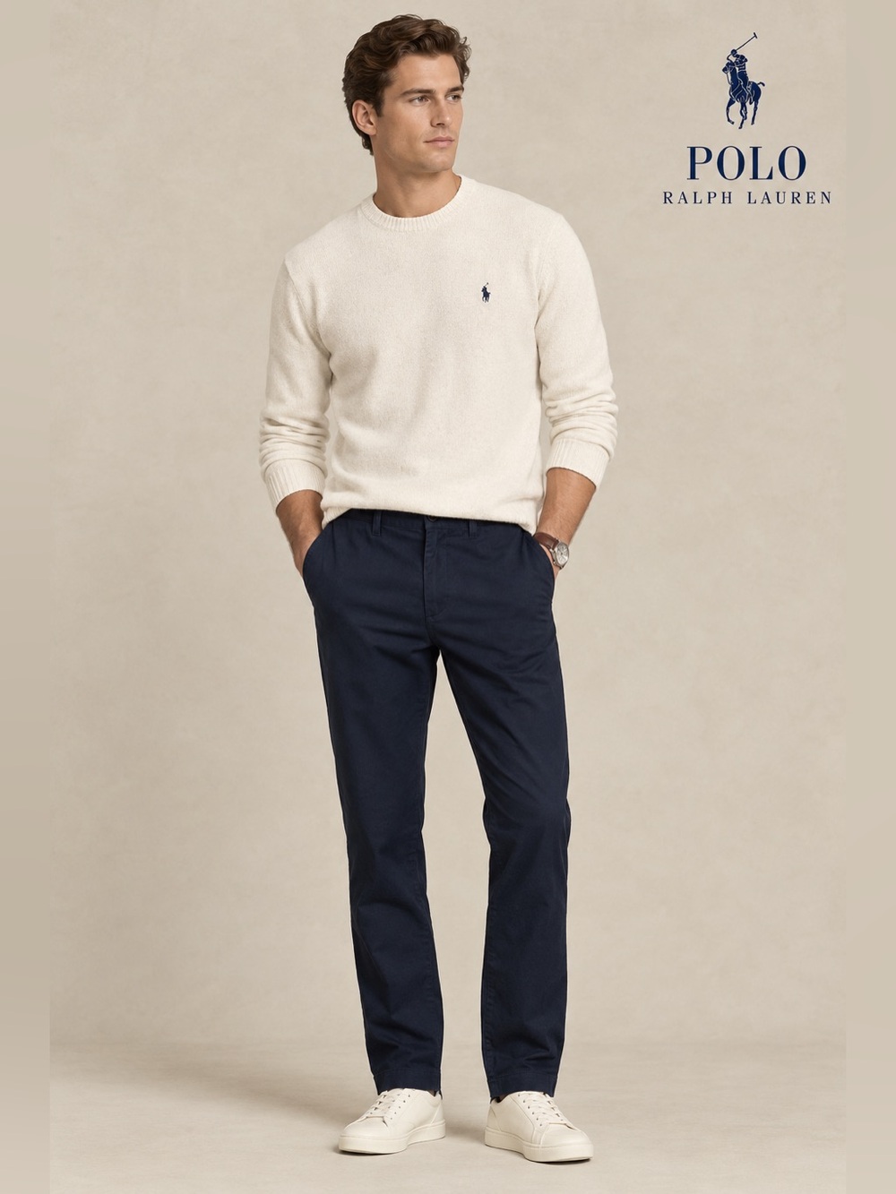 Polo Ralph Lauren Men's Navy Blue Cotton Chino Pants Trousers Stretch Straight